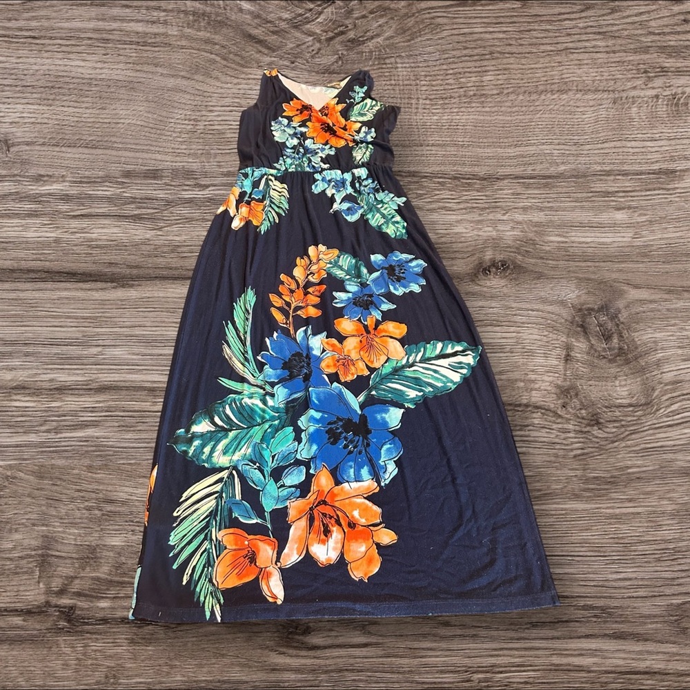 Tommy Bahama Faux Wrap Sleeveless Floral Maxi Dress  Size Small